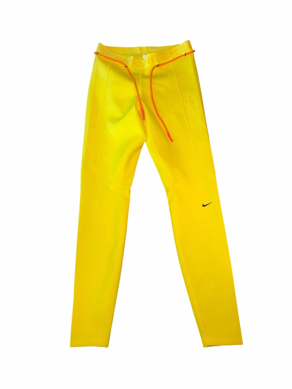 Nike off white women S yellow leggings NWT